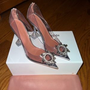 Amina Muaddi Begum PVC AM Transparent Buckle Crystal Embellished Pumps 38